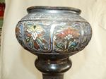 Chinese Bronze and Champlevé Floor Lamp, Alte chinesische Lampensäule, Bronze und Champlevé