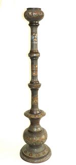 Chinese Bronze and Champlevé Floor Lamp, Alte chinesische Lampensäule, Bronze und Champlevé