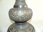 Chinese Bronze and Champlevé Floor Lamp, Alte chinesische Lampensäule, Bronze und Champlevé