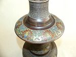Chinese Bronze and Champlevé Floor Lamp, Alte chinesische Lampensäule, Bronze und Champlevé
