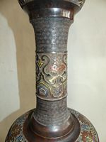 Chinese Bronze and Champlevé Floor Lamp, Alte chinesische Lampensäule, Bronze und Champlevé
