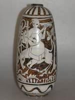 vase kunstkeramik ritzdekor fifties vintage sänger reiter weinlese